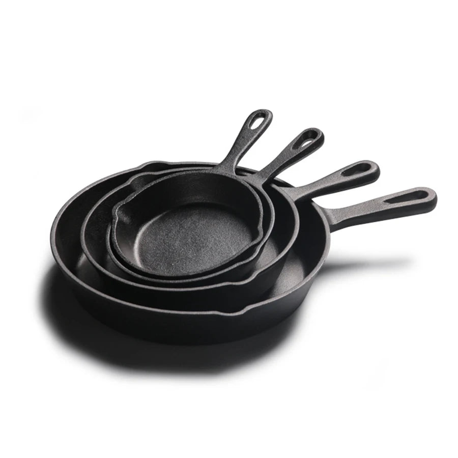 Black Cast Iron Skillet – Durable Flat Bottom Frying Pan for Perfect Searing & Versatile Cooking - Willow & Wisk