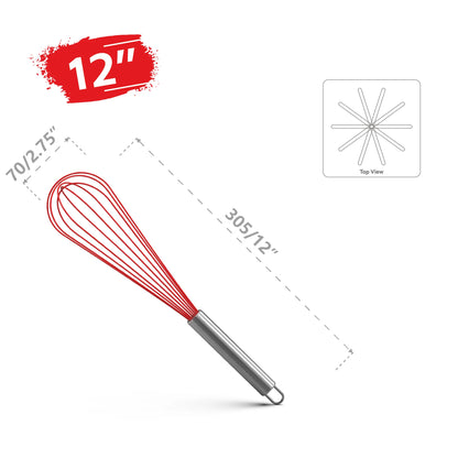 Premium Stainless Steel Balloon Whisk – Non-Stick Wire Whisk for Baking and Cooking (8", 10", 12") - Willow & Wisk