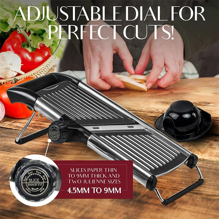 Adjustable Stainless Steel Mandoline Slicer – Precision Vegetable Chopper & Cutter for Fast, Safe Meal Prep - Willow & Wisk