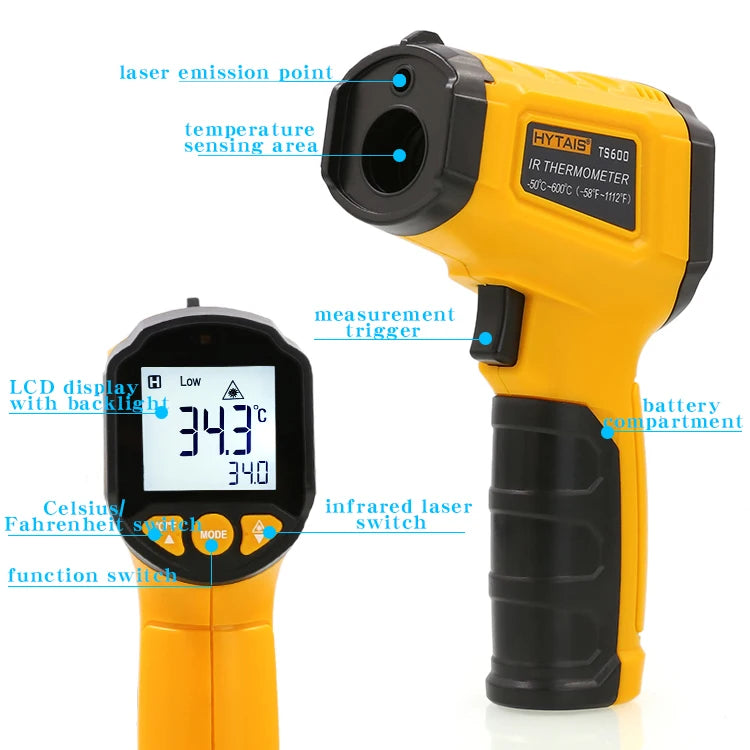 Handheld Infrared Thermometer – High-Precision Non-Contact Temperature Gauge for Industrial and Kitchen Use - Willow & Wisk